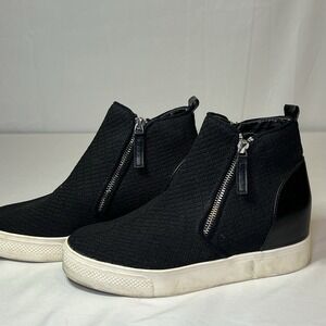 STEVE MADDEN Shoes Women 8M Caliber Bootie Sneakers CALI03S1 Black‎ Leather Zip